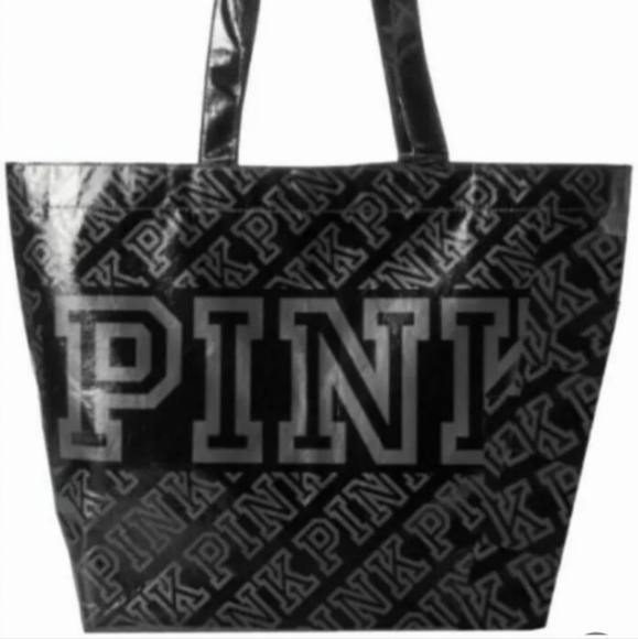 Victorias Secret NWOT Black Logo Reusable Eco Shopping Tote Bag  Y2K - Picture 4 of 4